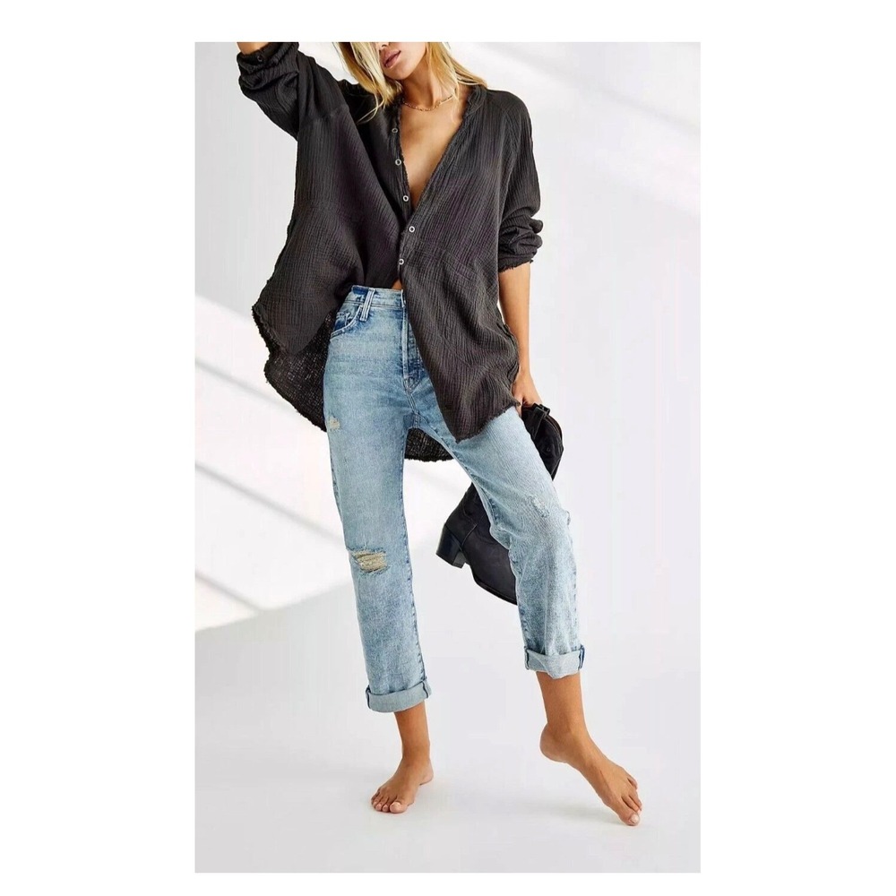 MOTHER The Scrapper Double Cuff Jeans Womens 25 Acid Wash Distressed 10236-836